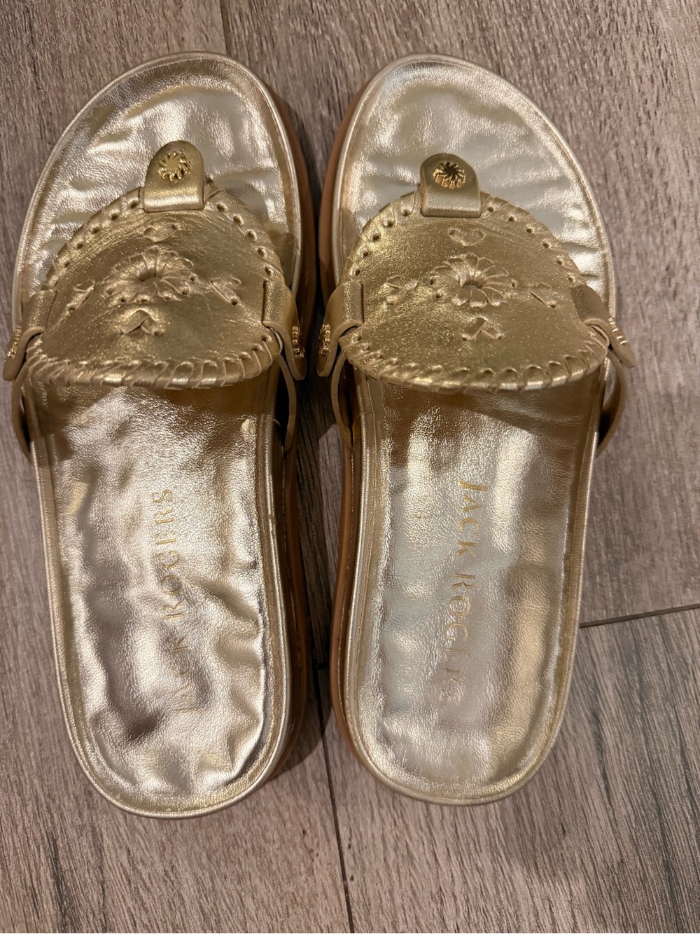 Jack rodgera Gold Leather Sandals